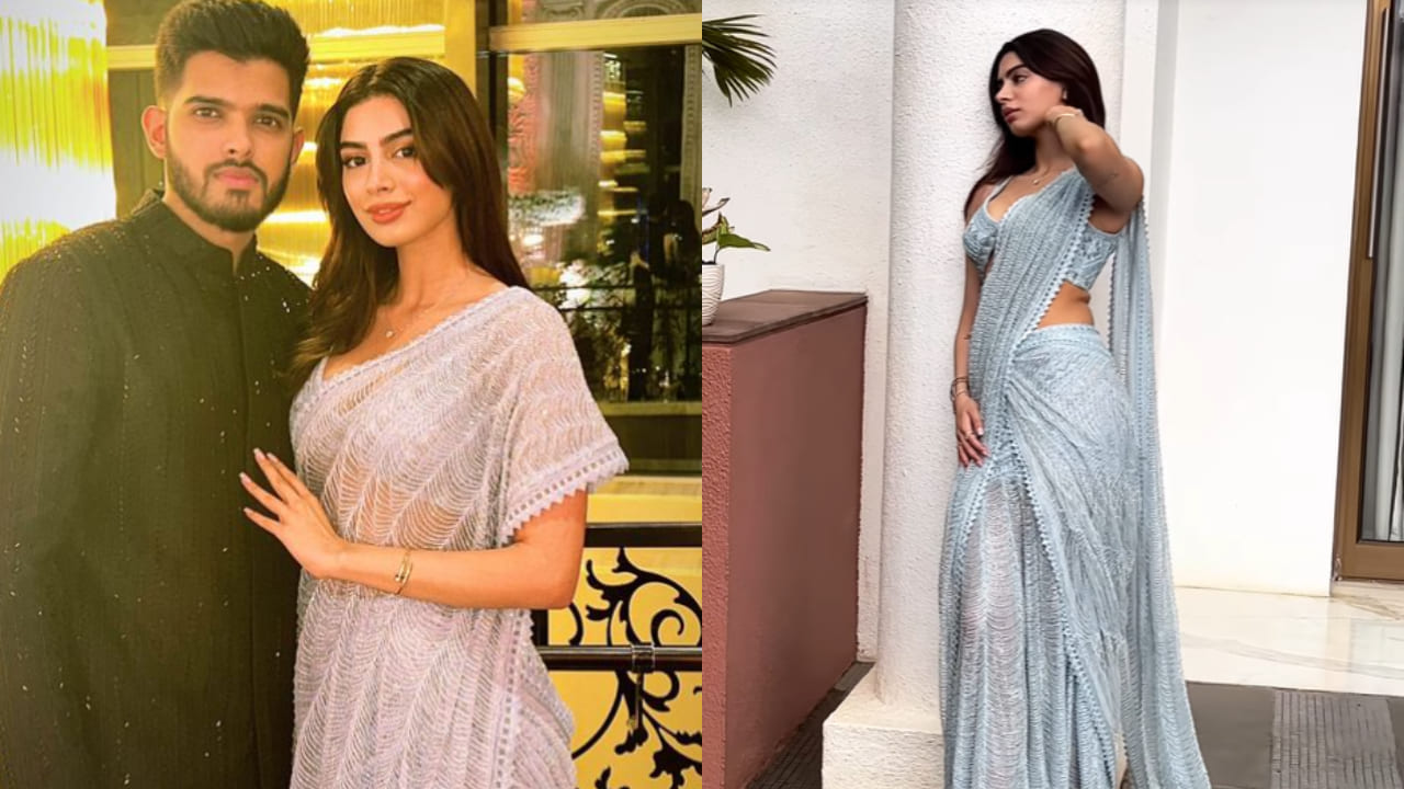 Khushi Kapoor's worth Rs 2,29,000 ice burst metallic lehenga saree makes  for a perfect cocktail-ready look | PINKVILLA