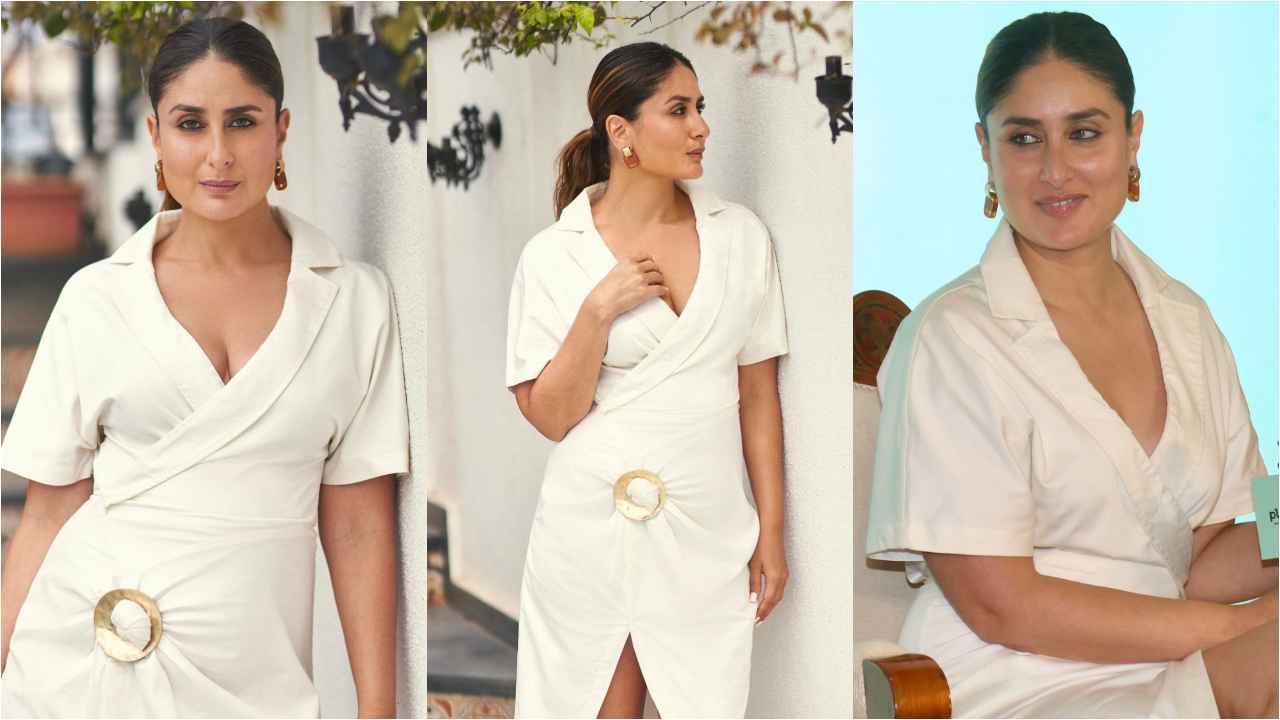 Kareena Kapoor Khan serves elegance in white wrap-around dress with thigh-high  slit, deep v-neck by Cult Gaia | PINKVILLA