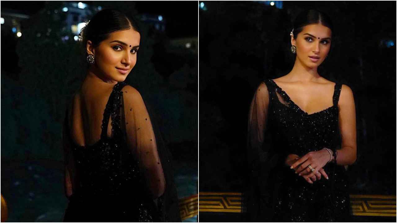 Tara Sutaria shines bright like a diamond in Rs. 72k sheer black saree from  Prémya by Manishii | PINKVILLA