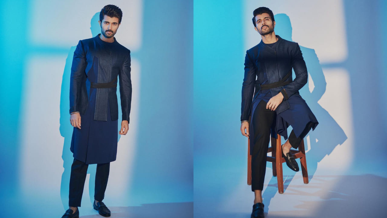 Vijay Deverakonda exudes inner heartthrob in royal blue indo-western outfit,  paired with sleek loafer | PINKVILLA