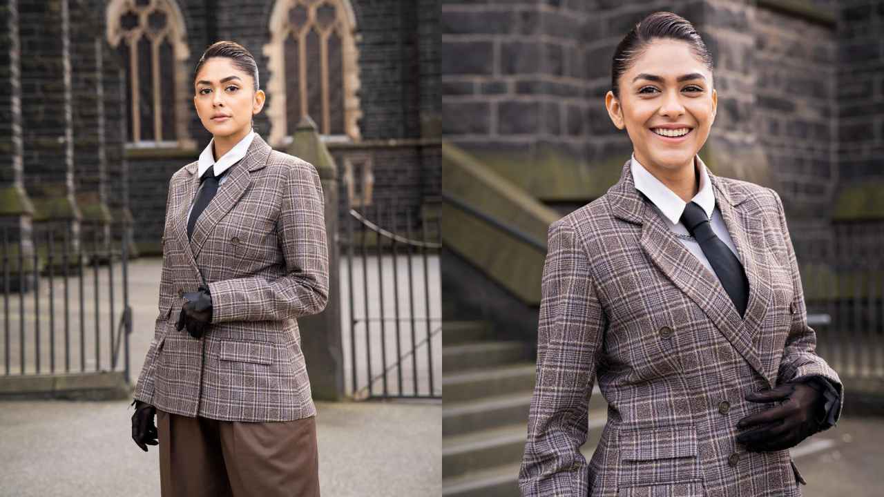 Mrunal Thakur aces androgynous mood with some mystique gloves, custom power  suit from Manika Nanda | PINKVILLA
