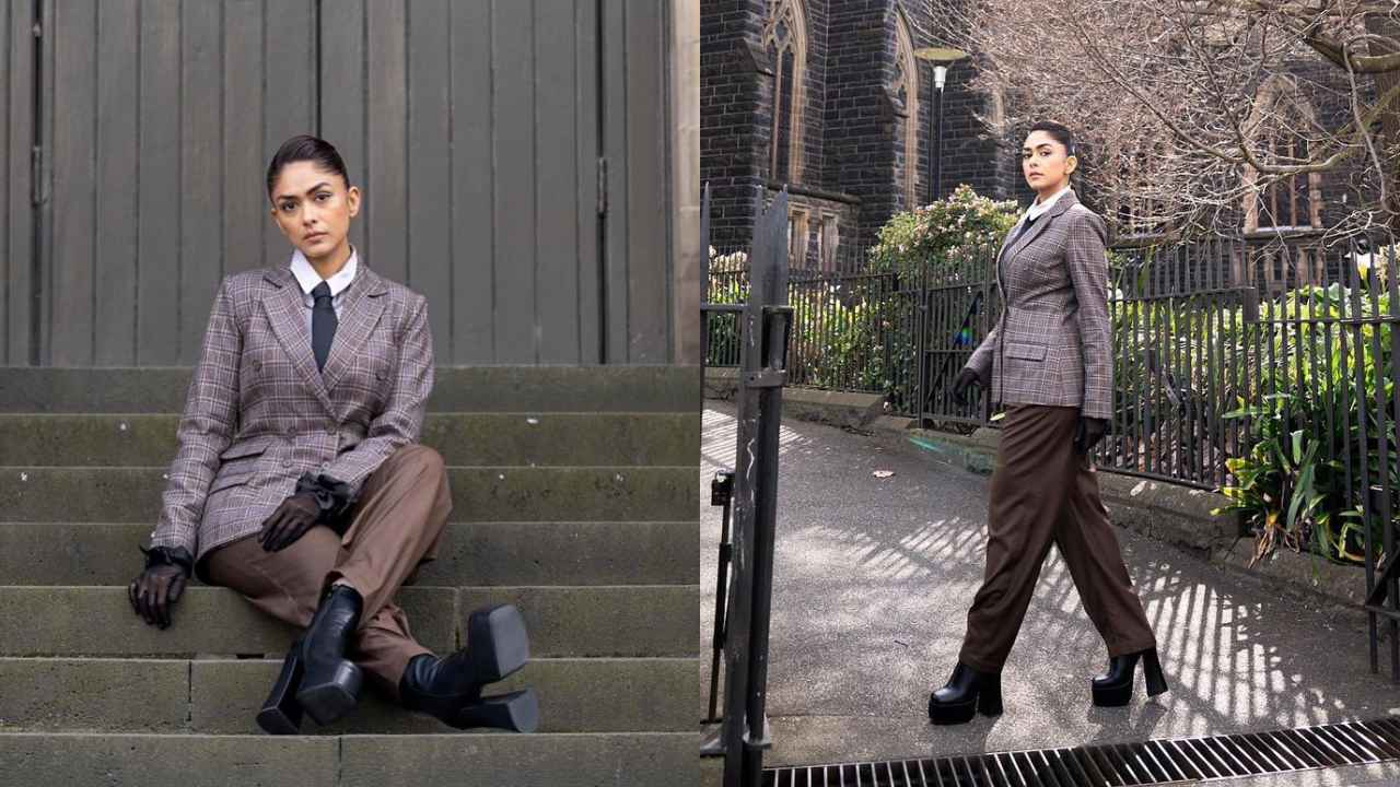 Mrunal Thakur aces androgynous mood with some mystique gloves, custom power suit from Manika Nanda
