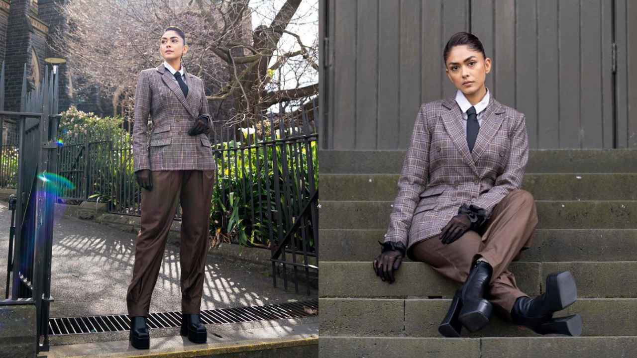 Mrunal Thakur aces androgynous mood with some mystique gloves, custom power  suit from Manika Nanda | PINKVILLA