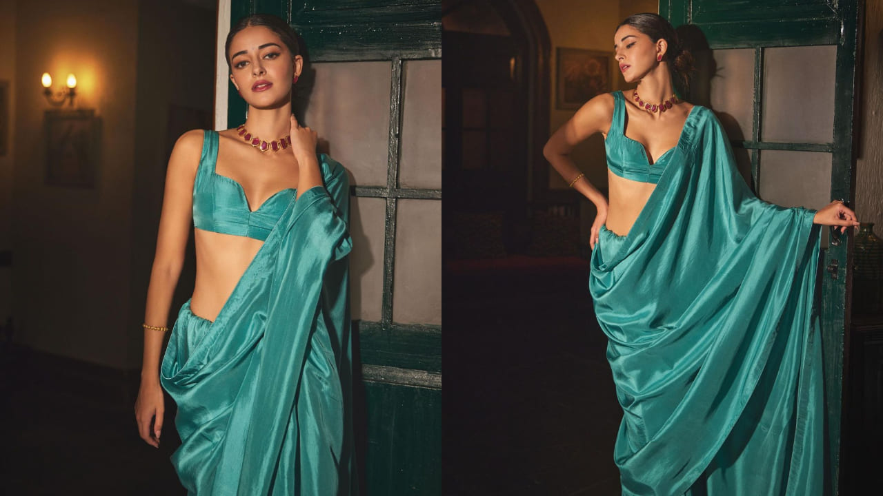 Ananya Panday's teal blue saree worth Rs 14,975 is perfect for Raksha  Bandhan 2023 | PINKVILLA