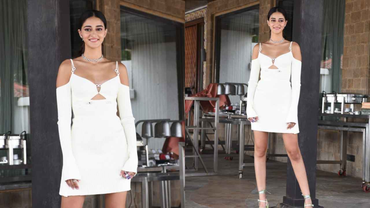 Ananya Panday pairs ribbed cut-out dress from Mach & Mach with Sophia  Webster's heels; Find out the cost | PINKVILLA