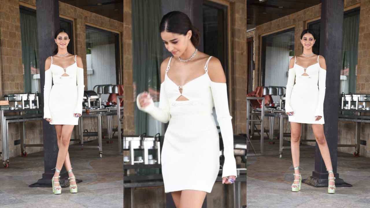 Ananya Panday pairs ribbed cut-out dress from Mach & Mach with Sophia  Webster's heels; Find out the cost | PINKVILLA