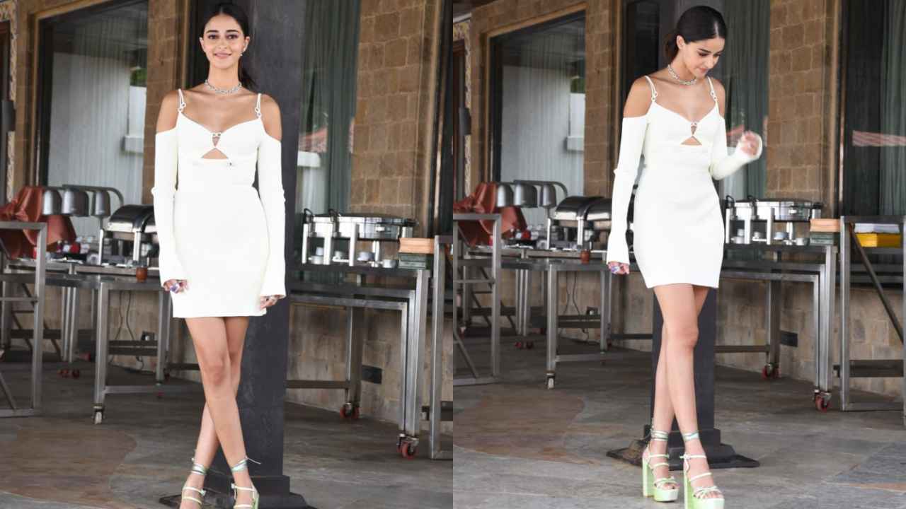 Ananya Panday pairs ribbed cut-out dress from Mach & Mach with Sophia  Webster's heels; Find out the cost | PINKVILLA