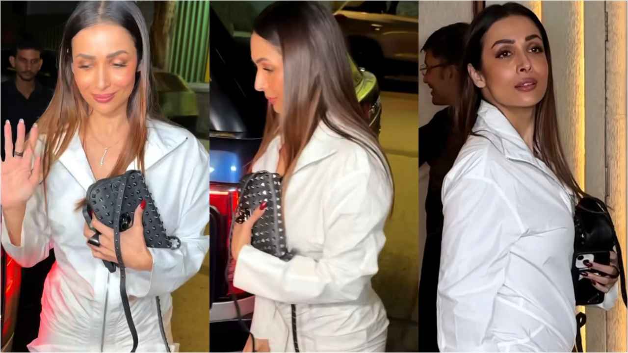 Malaika Arora spells extravagance in Rs. 2.27 lac white midi-dress by  Alaïa's and expensive Valentino bag | PINKVILLA
