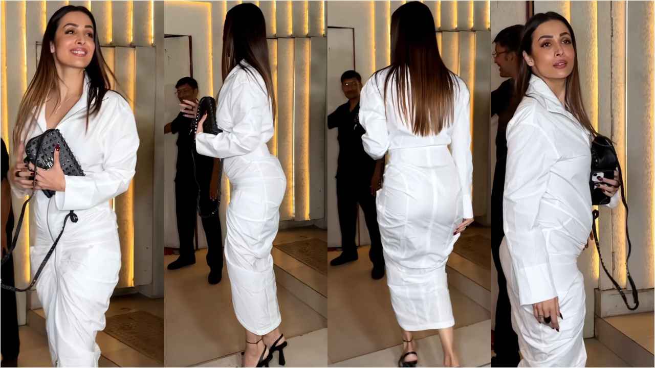 Malaika Arora spells extravagance in Rs. 2.27 lac white midi-dress by  Alaïa's and expensive Valentino bag | PINKVILLA
