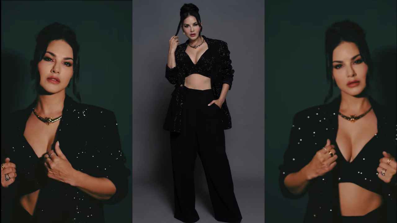 Sunny Leone steals the spotlight in sequin blazer, bralette and pants; A  party season staple for your wardrobe | PINKVILLA