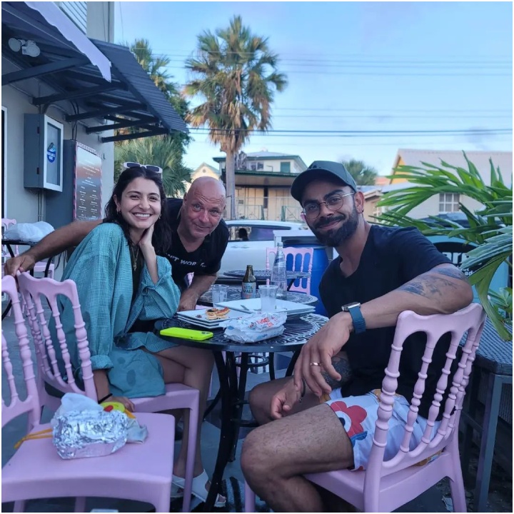 Anushka Sharma and Virat Kohli are all smiles after enjoying hearty meal in Barbados-UNSEEN PIC