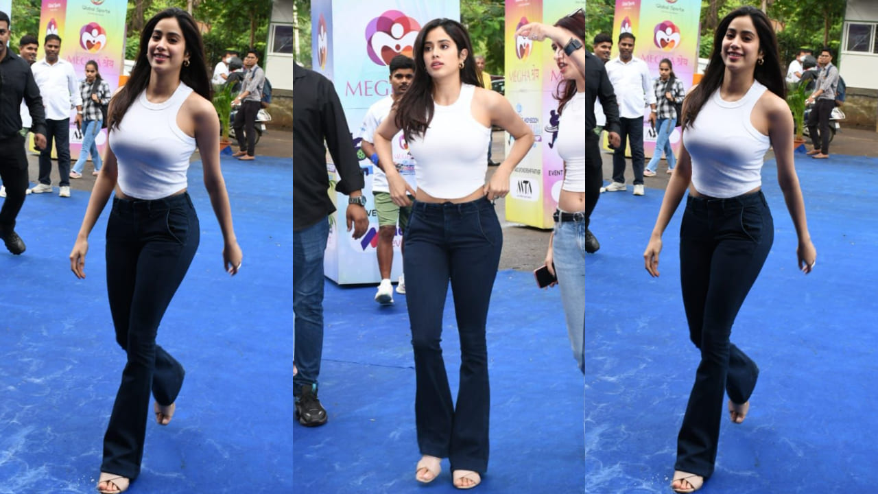 Janhvi Kapoor sports ultimate casual look in white top, flared pants with pricey Saint Laurent heels; See cost | PINKVILLA