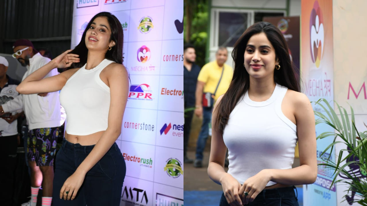 Janhvi Kapoor sports ultimate casual look in white top, flared pants with pricey Saint Laurent heels; See cost | PINKVILLA