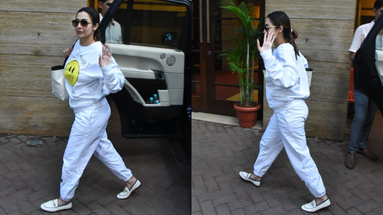 Malaika Arora's white oversized sweatshirt and joggers is the perfect  athleisure wear outfit | PINKVILLA