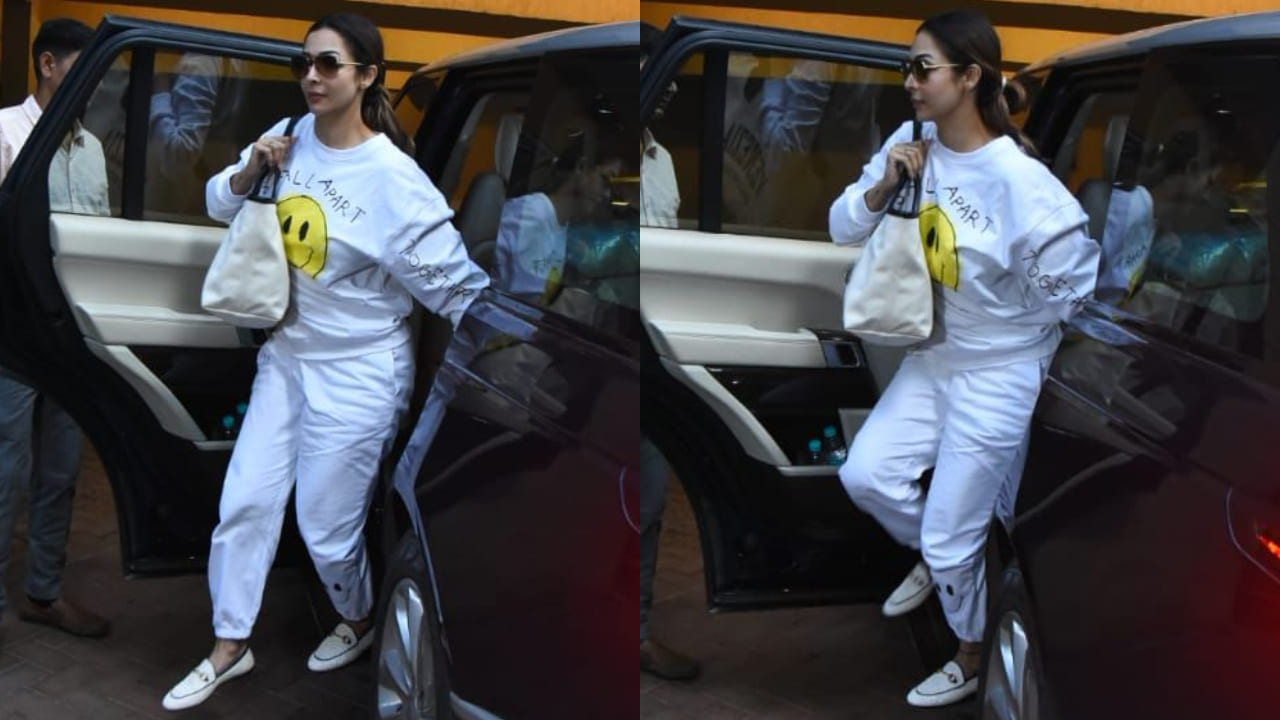 Malaika Arora's white oversized sweatshirt and joggers is the perfect  athleisure wear outfit | PINKVILLA