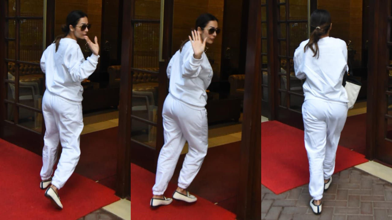 Malaika Arora's white oversized sweatshirt and joggers is the perfect  athleisure wear outfit | PINKVILLA