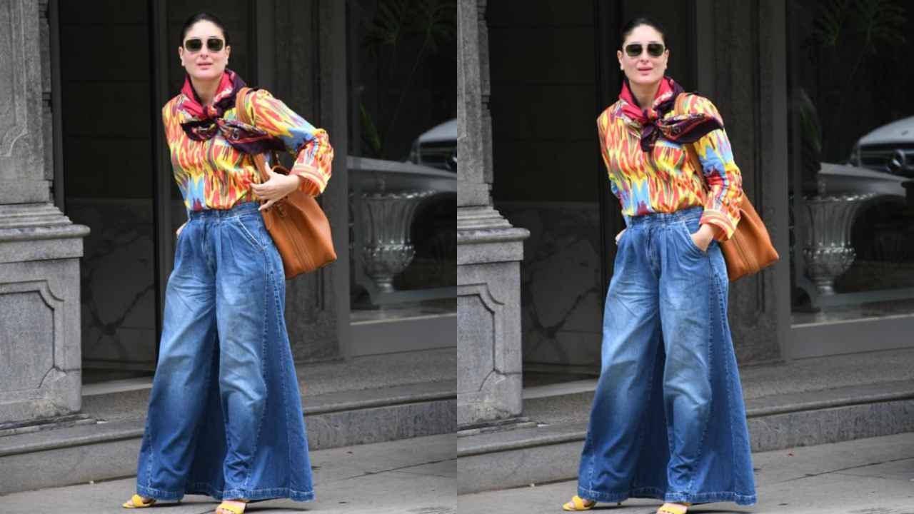 Kareena Kapoor Khan channels her inner Geet in 90's fashion with abstract  shirt, wide-legged denims, and scarf | PINKVILLA