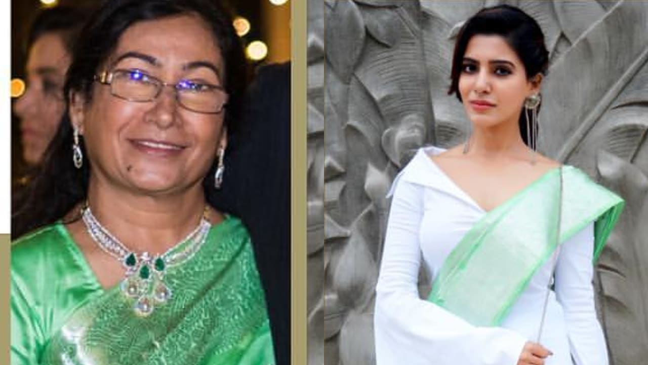 Samantha Ruth Prabhu in  revived green saree of her mother