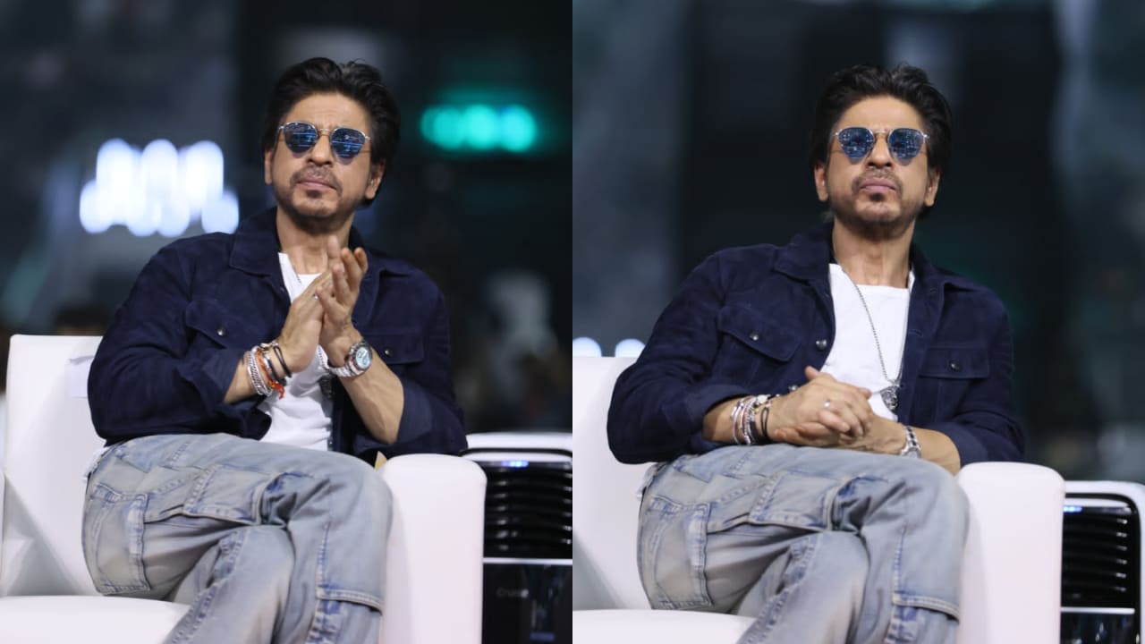 Shah Rukh Khan channels his inner Jawan in style with blue jacket