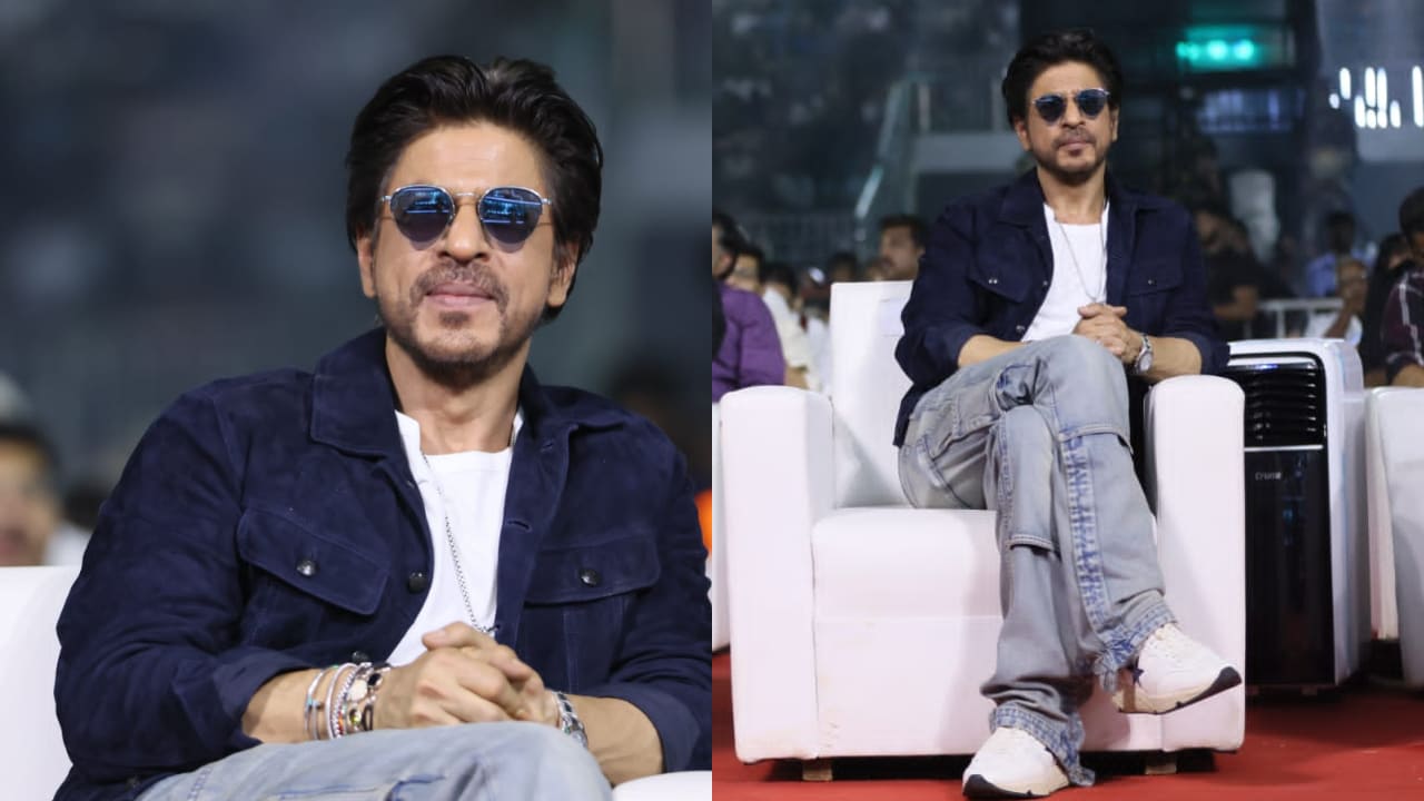 Shah Rukh Khan channels his inner Jawan in style with blue jacket