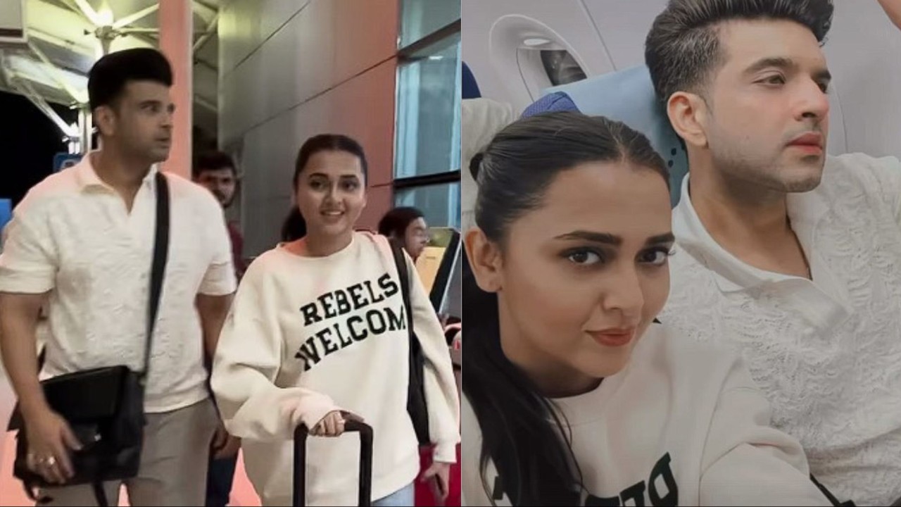 Tejasswi Prakash and Karan Kundrra ace airport fashion game twinning in white- PIC Tejasswi Prakash and Karan Kundrra ace airport fashion game twinning in white- PIC