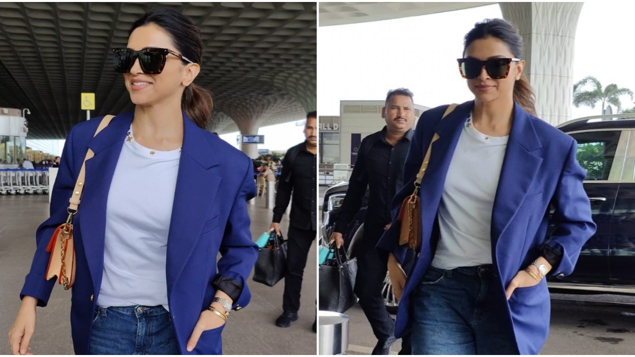 Deepika makes a stunning airport appearance in leather pants and
