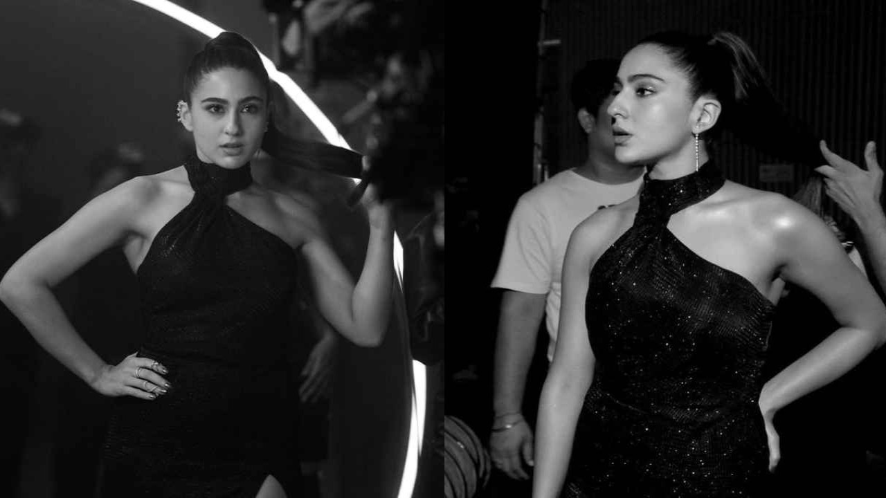 Sara Ali Khan's look in halter-neck gown featuring dramatic slit is a perfect blend of sass meets glamour sara-ali-khan-black-gown-halter-slit-sexy-style-fashion