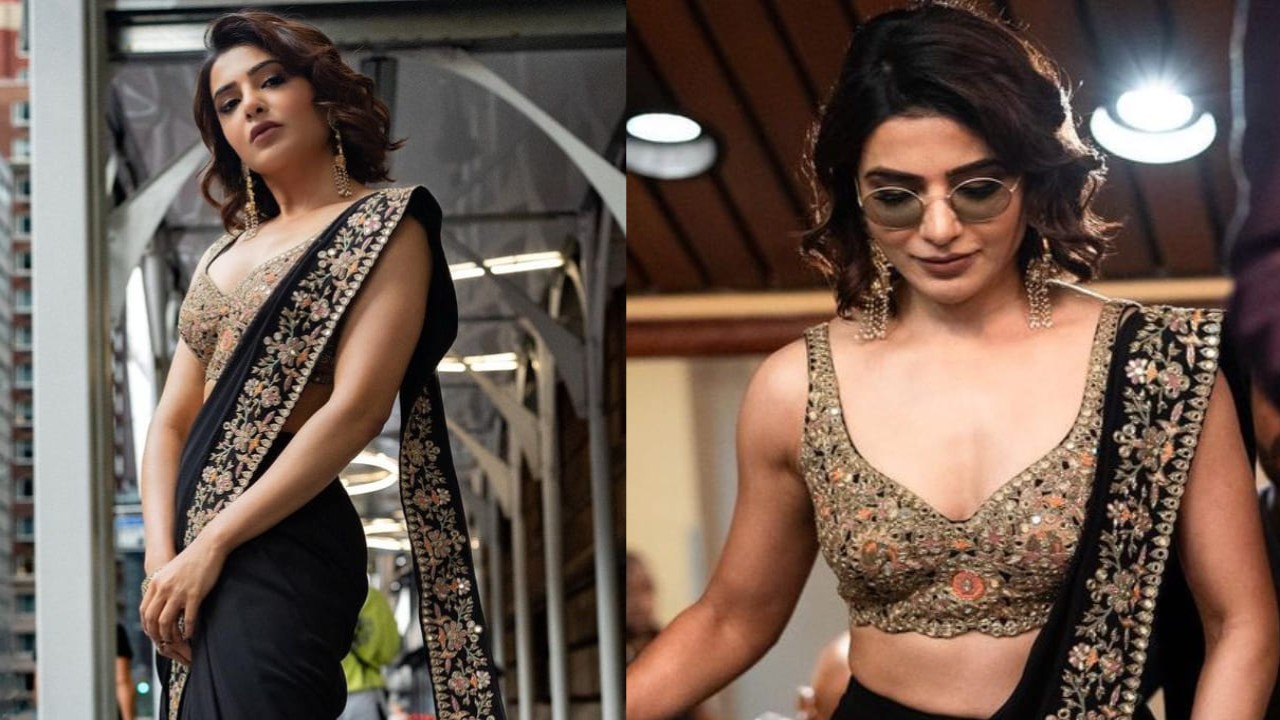 Samantha flaunts her 'desi girl' moment in black Arpita Mehta number and strappy mirrorwork blouse