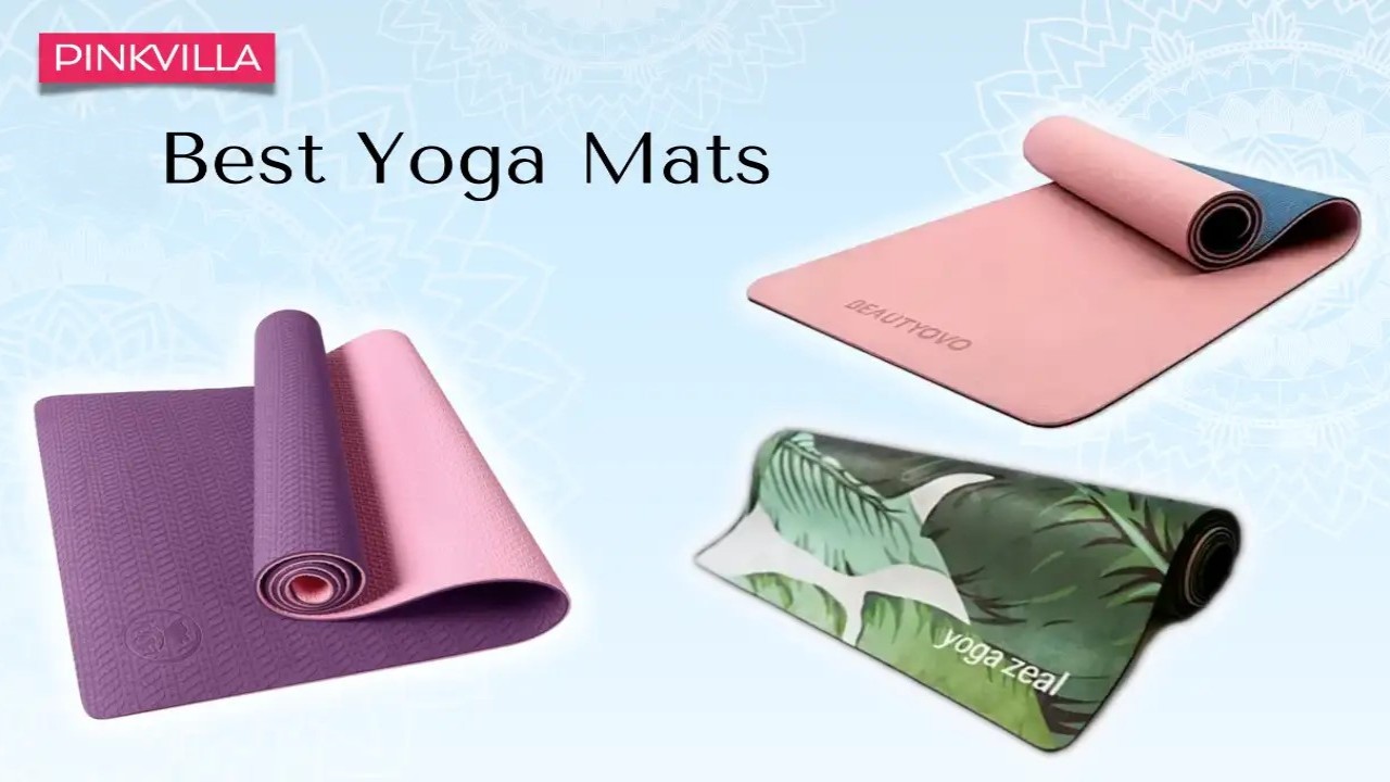 Heathyoga Eco Friendly Non Slip Yoga Mat, Body Alignment System, SGS  Certified TPE Material - Textured Non Slip Surface 