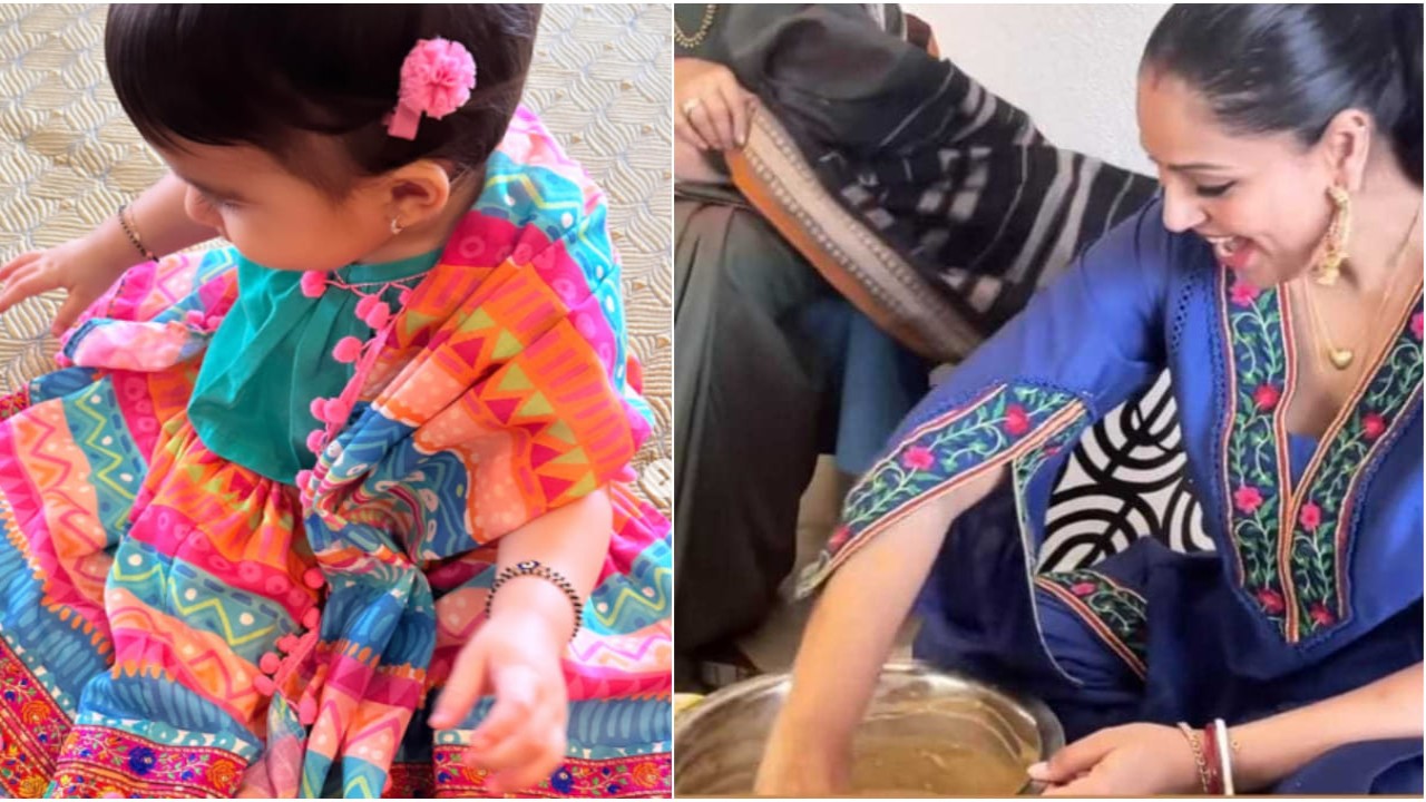 Bipasha Basu drops aww-dorable PICS of daughter Devi dressed in colorful ghagra from Satyanarayan Puja