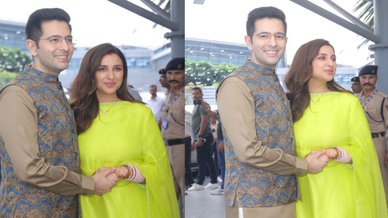 Parineeti Chopra exudes newlywed glamour in neon green kurta set with a pop of pink chooda (PC: APH Images)