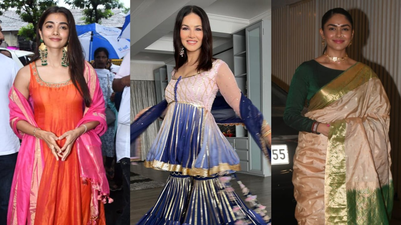 These 4 divas set the bar high with traditional sarees and suits. (PC: Viral Bhayani and Sunny Leone Instagram) These 4 divas set the bar high with traditional sarees and suits. (PC: Viral Bhayani and Sunny Leone Instagram)