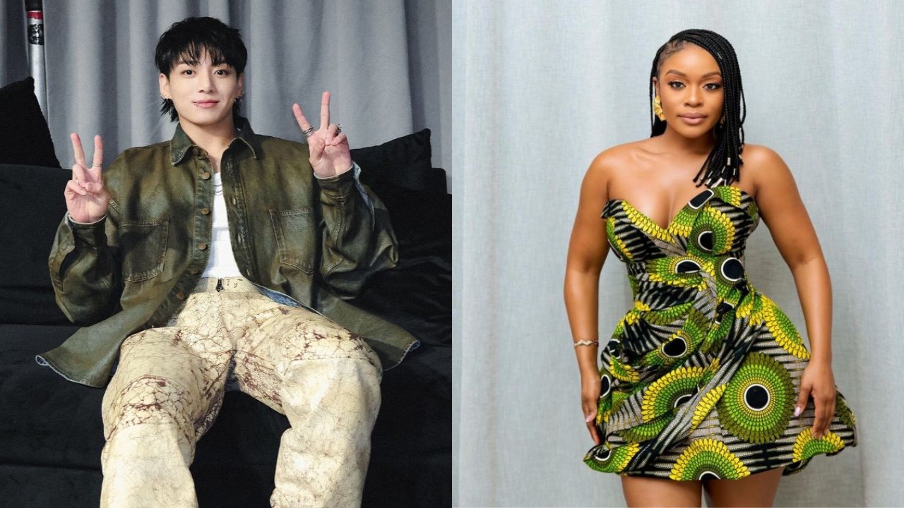 BTS' JUNGKOOK, NOMZAMO MBATHA; Credits: BIGHIT MUSIC, Nomzamo's Instagram BTS' JUNGKOOK, NOMZAMO MBATHA; Credits: BIGHIT MUSIC, Nomzamo's Instagram
