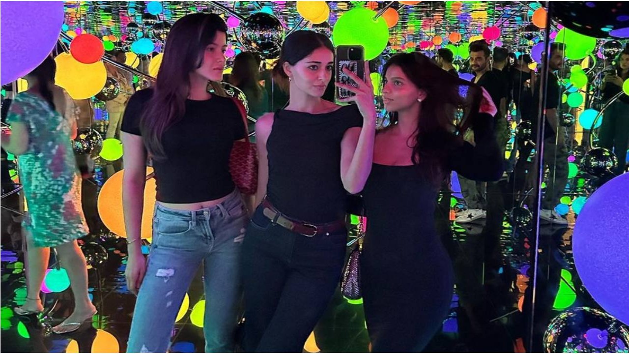 Ananya Panday, Suhana Khan, and Shanaya Kapoor twin in black as they step out for fun time at art exhibition