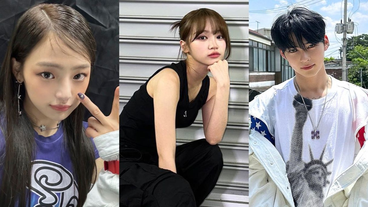 NewJeans' Minji, LE SSERAFIM's Chaewon, ZEROBASEONE's Hanbin; Credits: ADOR, SOURCE MUSIC, WAKEONE ENTERTAINMENT