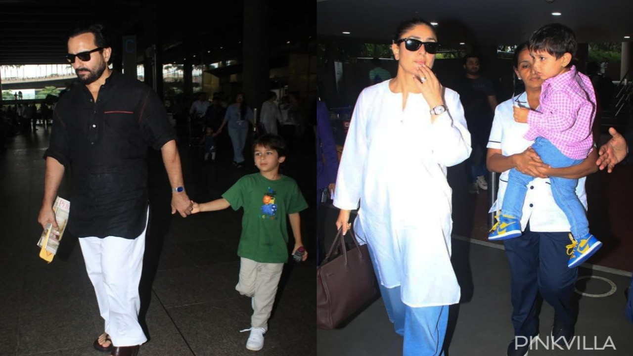 Kareena Kapoor Khan and Saif Ali Khan with kids Taimur and Jeh (Credits: Viral Bhayani) Kareena Kapoor Khan, Saif Ali Khan, Taimur Ali Khan, Jeh Ali Khan