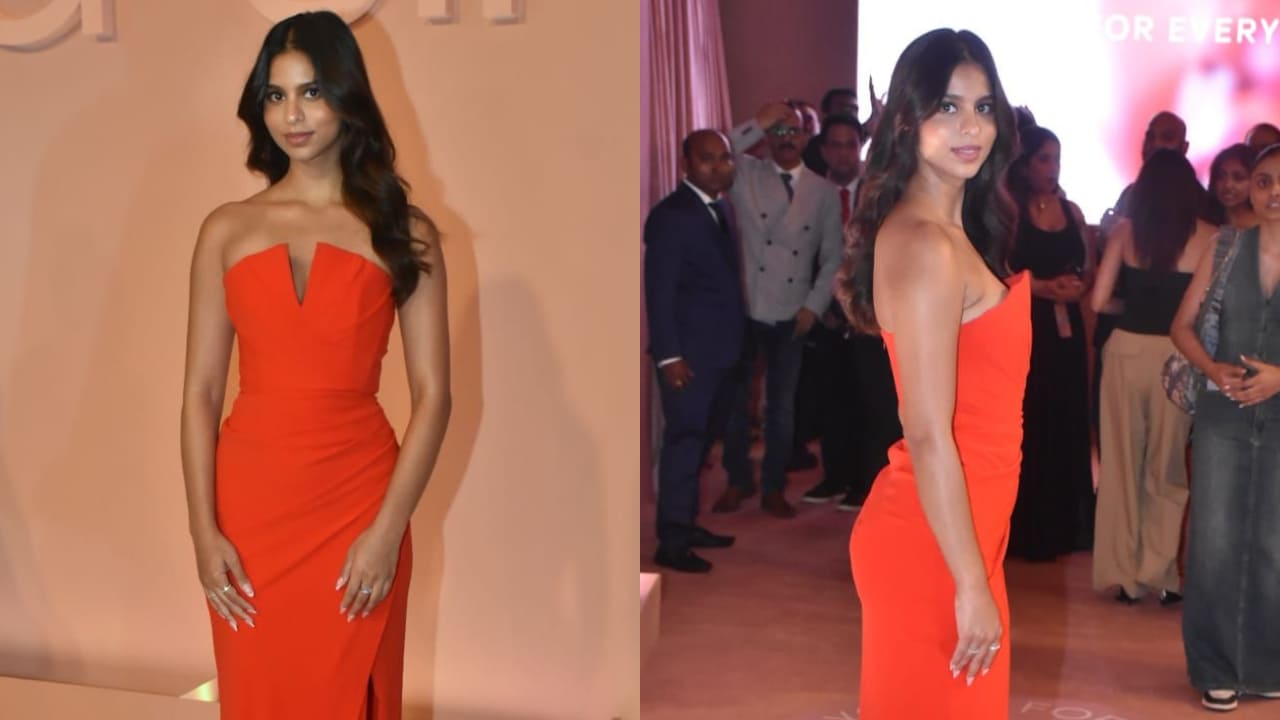 Suhana Khan draws emphasis in the red gown