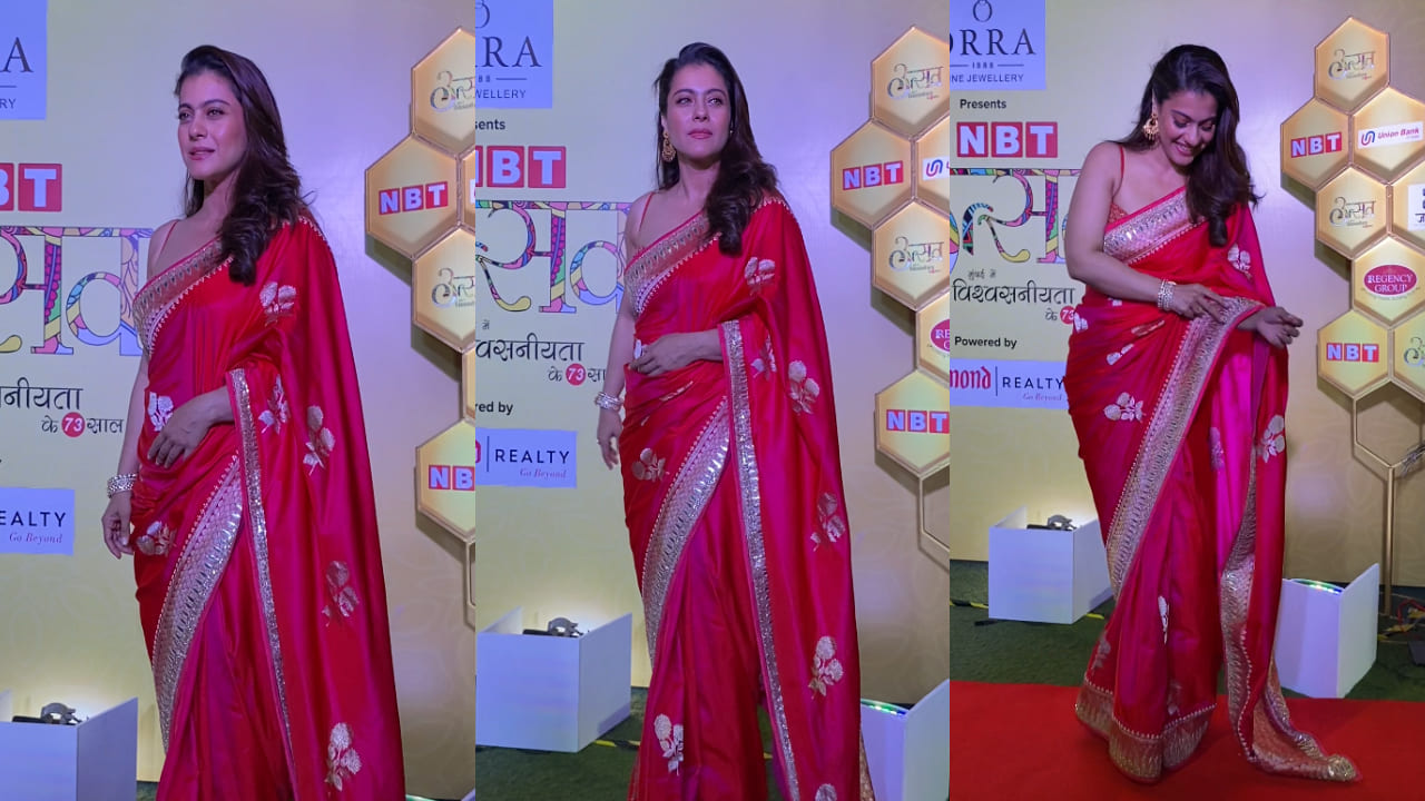 Kajol looked gorgeous in a stunning red benarasi saree