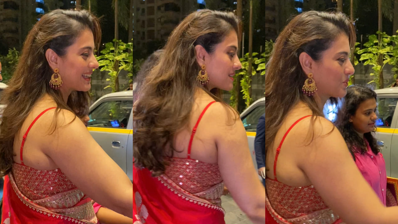 Kajol looked gorgeous in a stunning red benarasi saree