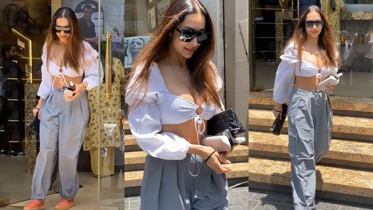 Malaika Arora displays her ability to pull off everything in a sweetheart neck crop top and baggy grey pants