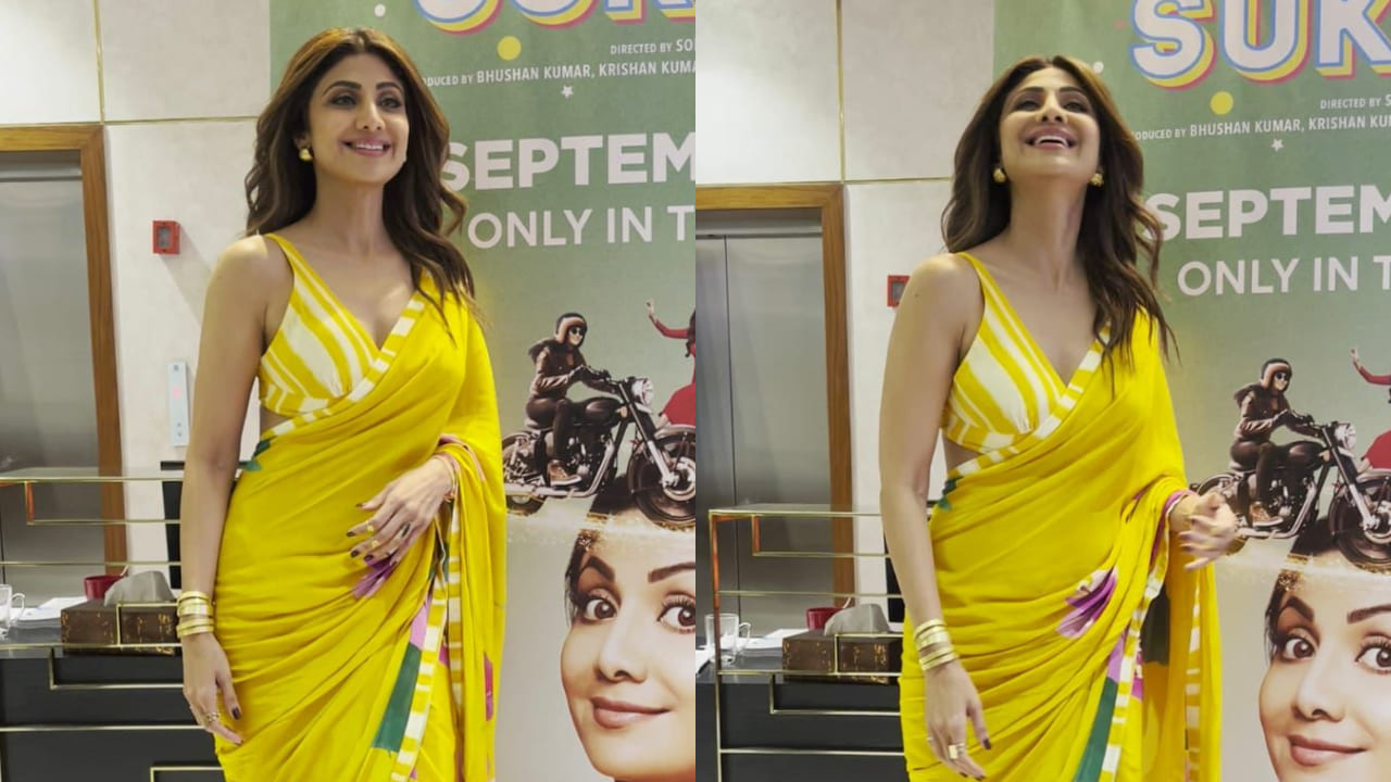 Shilpa Shetty looks ethereal in a mustard yellow saree