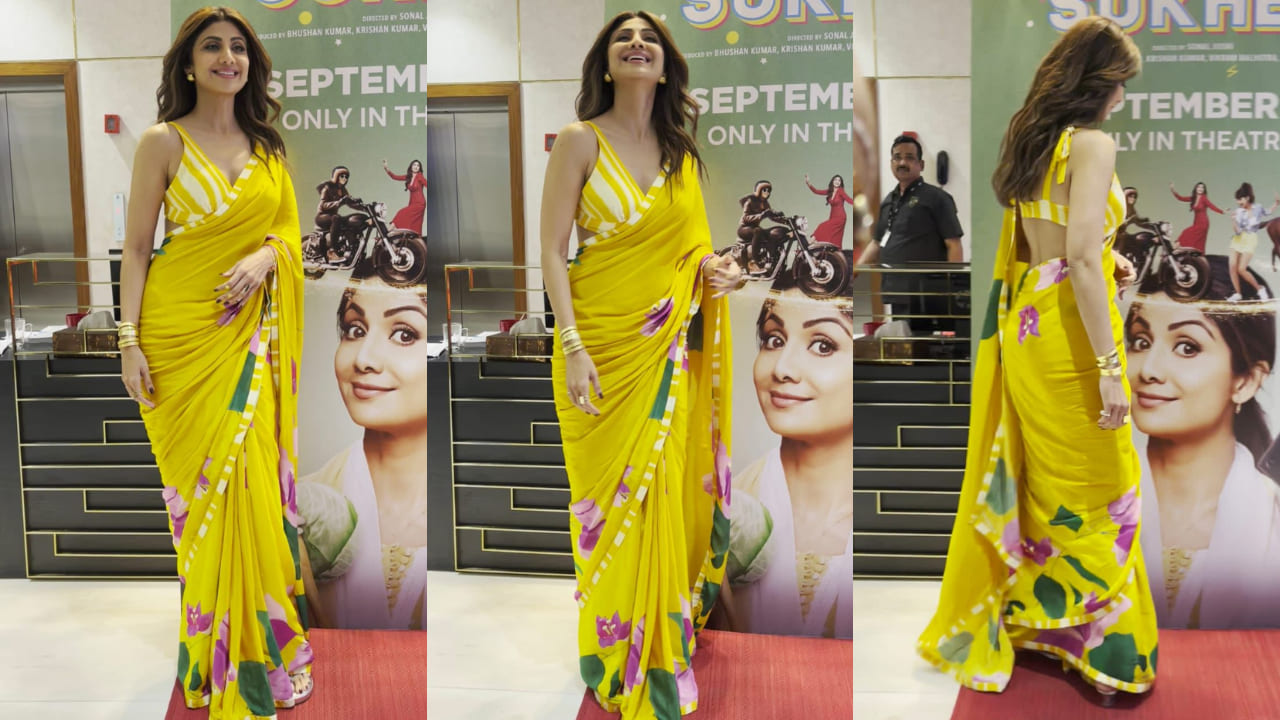 Shilpa Shetty looks ethereal in a mustard yellow saree