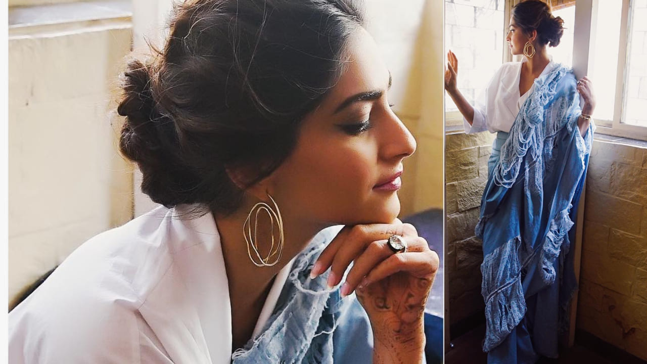 Sonam Kapoor in a denim saree