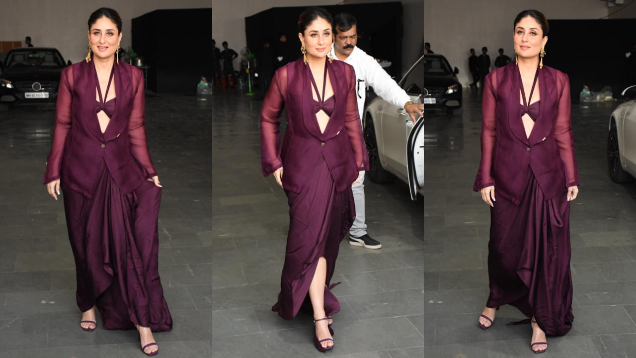 Kareena Kapoor Khan in wine colored three-piece set