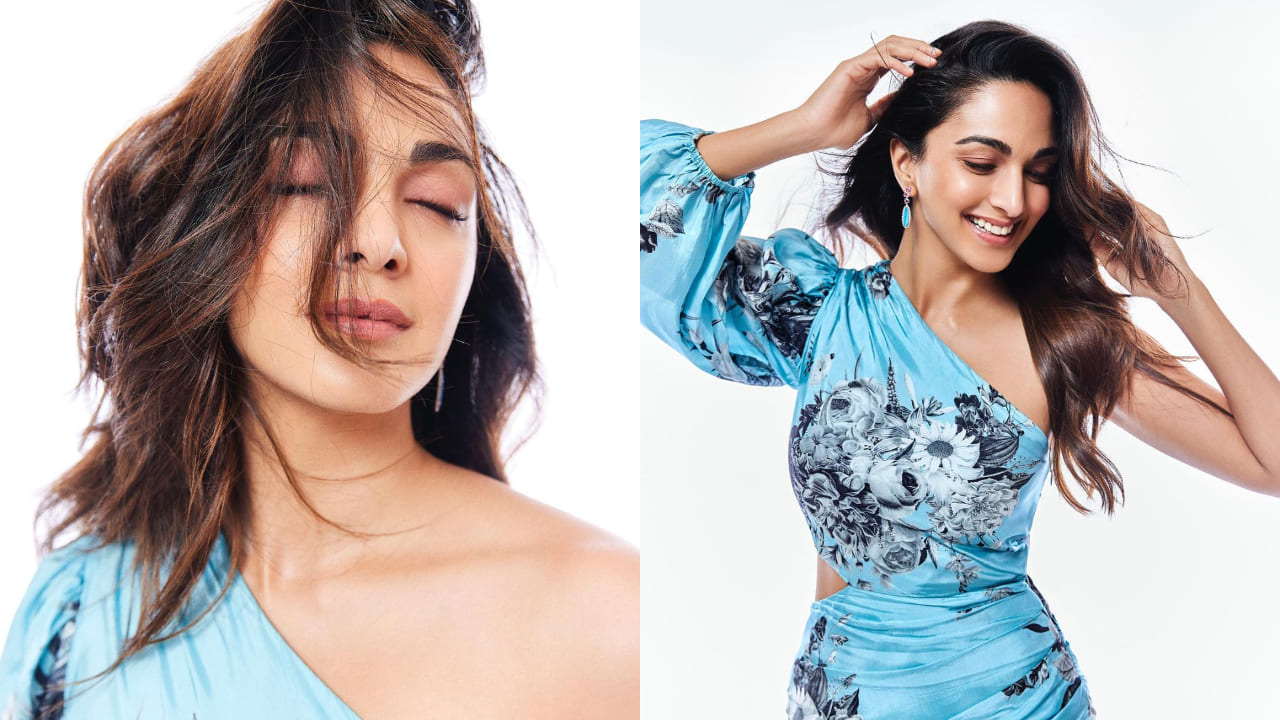 Kiara Advani in a floral printed one-shoulder dress