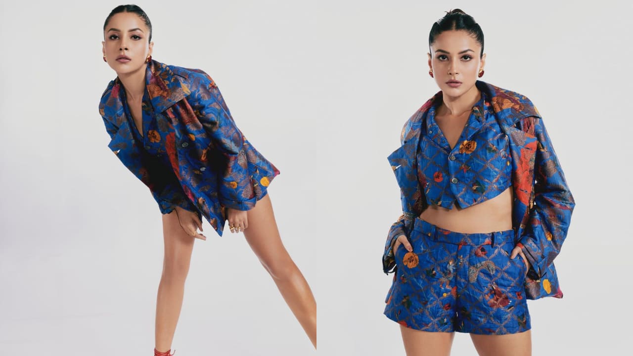 Shehnaaz Gill wore a blue formal co-ord set.