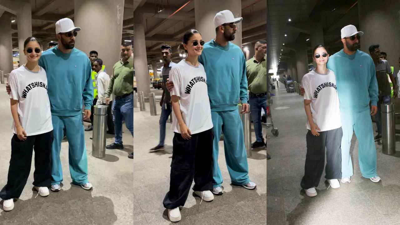 Alia Bhatt nails athleisure wear with white tee, black joggers, sneakers, and Gucci sunglasses
