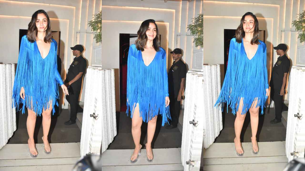 Alia Bhatt revives the 1920s flapper trend with her sky-blue fringed mini-dress by Alexandre Vauthier