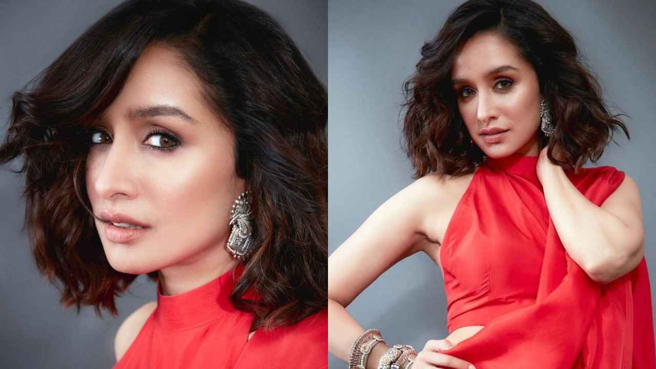 Shraddha Kapoor’s vibrant red saree with halter-neck blouse is a modern marvel merged with ethnic elegance