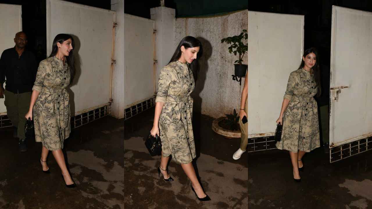 Nora Fatehi’s classy ensemble with belted shirt dress and the iconic Lady Dior bag is PERFECT for night outs